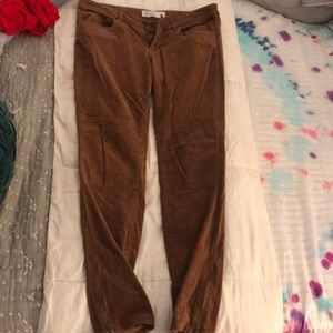 Brown ankle zip corduroy pants